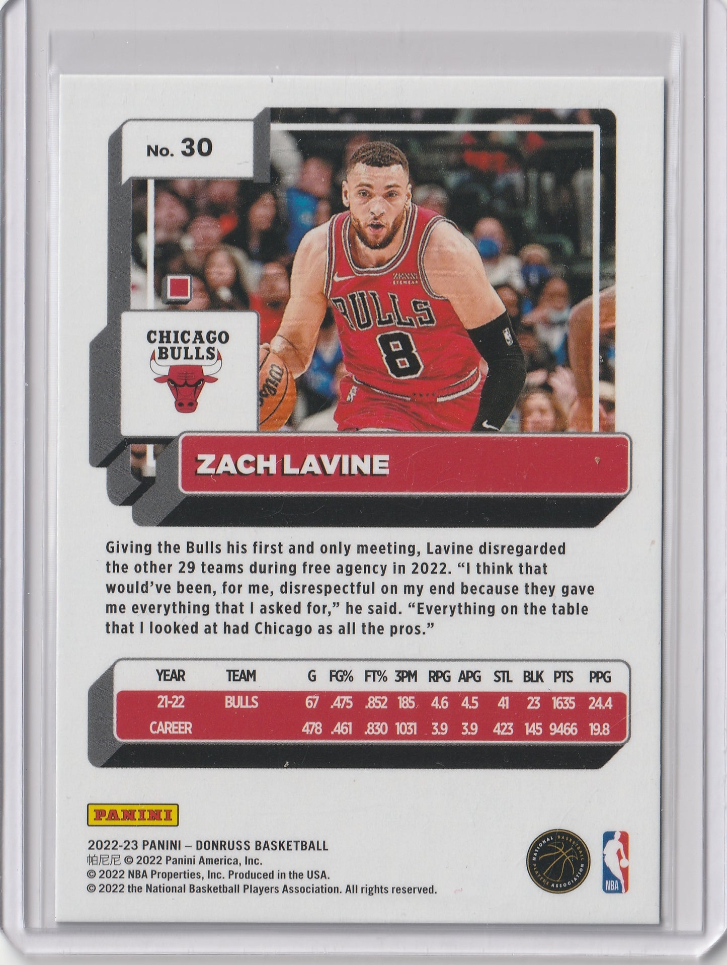 Zach LaVine 2022/23 Panini Donruss Holo Light Blue Laser 11/25 #30 Fiedler24
