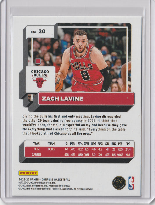 Zach LaVine 2022/23 Panini Donruss Holo Light Blue Laser 11/25 #30 Fiedler24