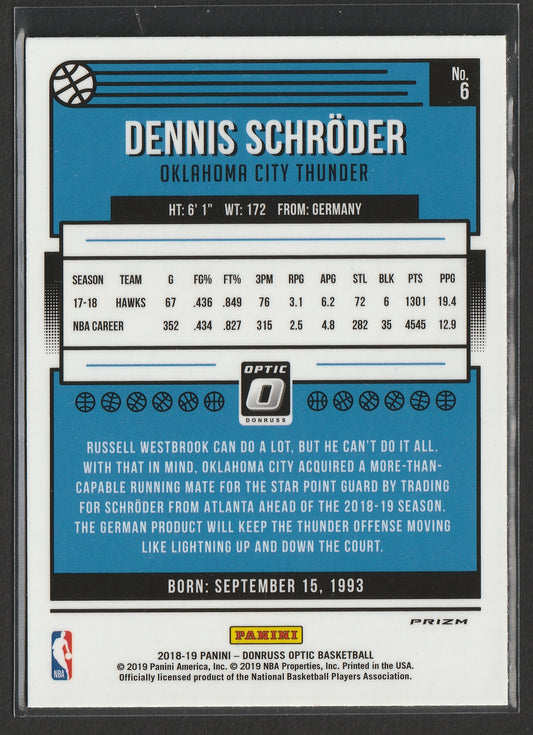 Dennis Schröder 2018-19 Panini Donruss Optic White Sparkle Prizm #6 Fiedler24