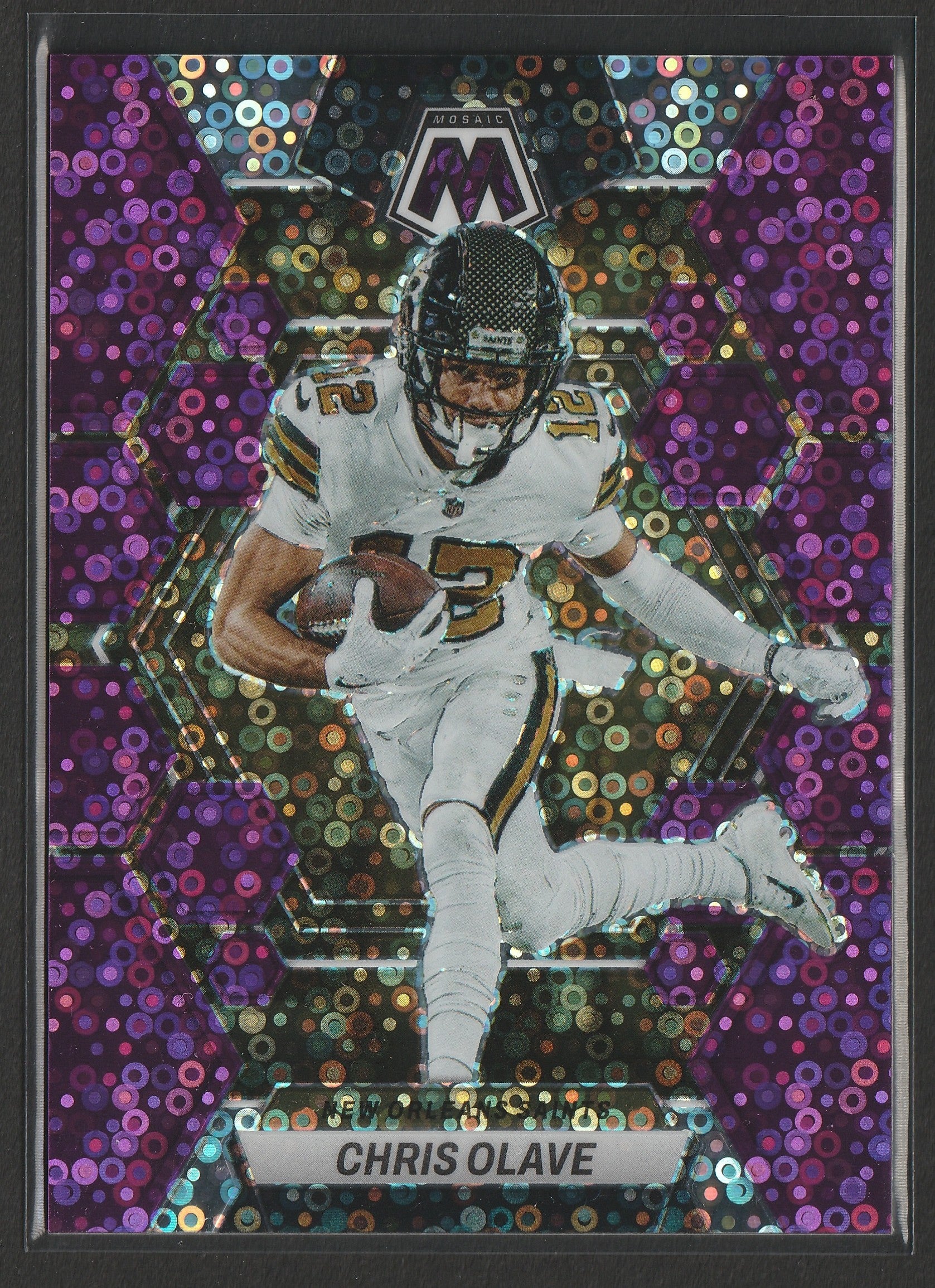 Chris Olave 2023 Panini Mosaic No Huddle Purple Mosaic Prizm 01/50 #170 Fiedler24
