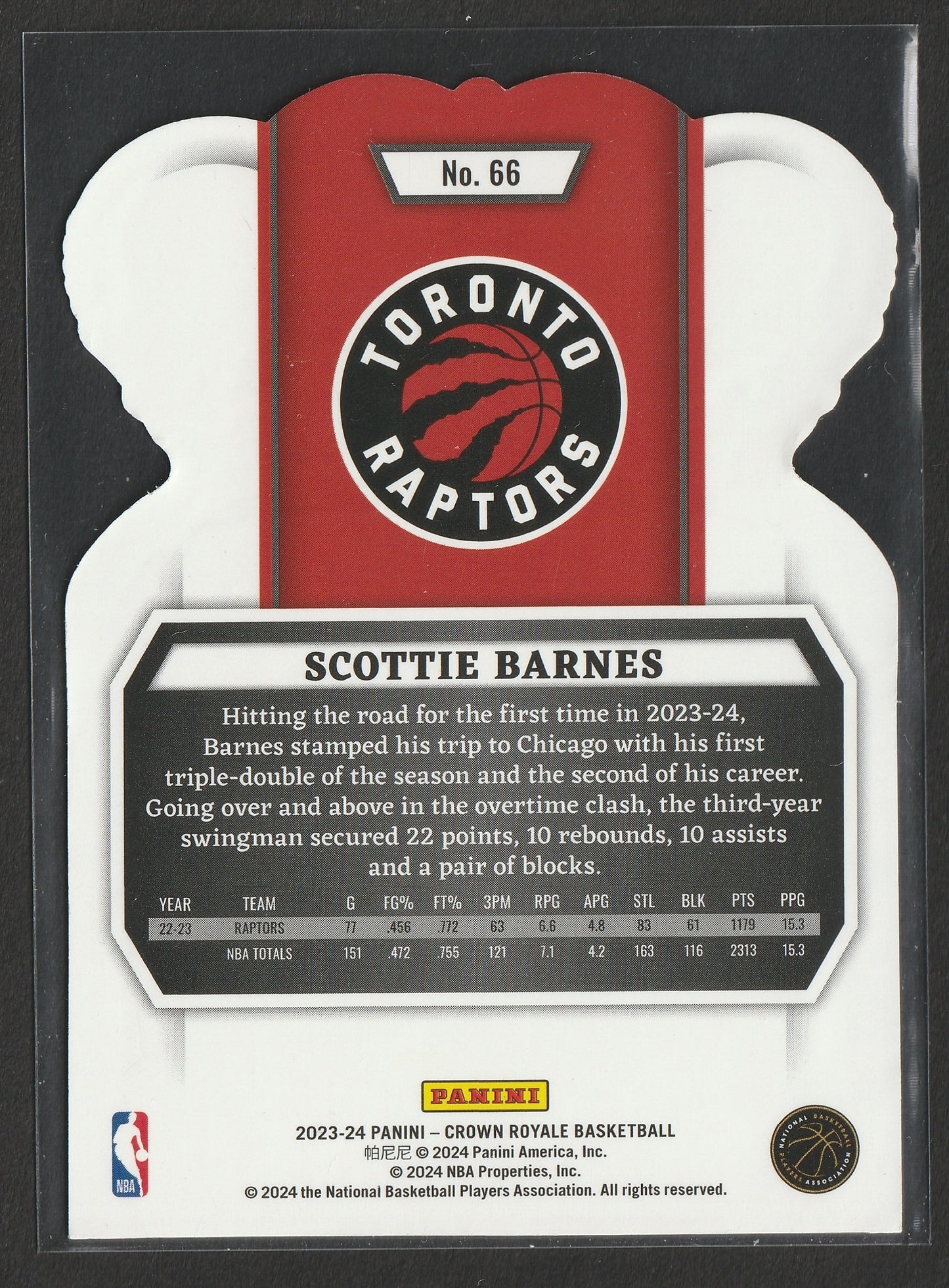 Scottie Barnes 2023-24 Panini Crown Royale Silver International 11/18 #66 Fiedler24