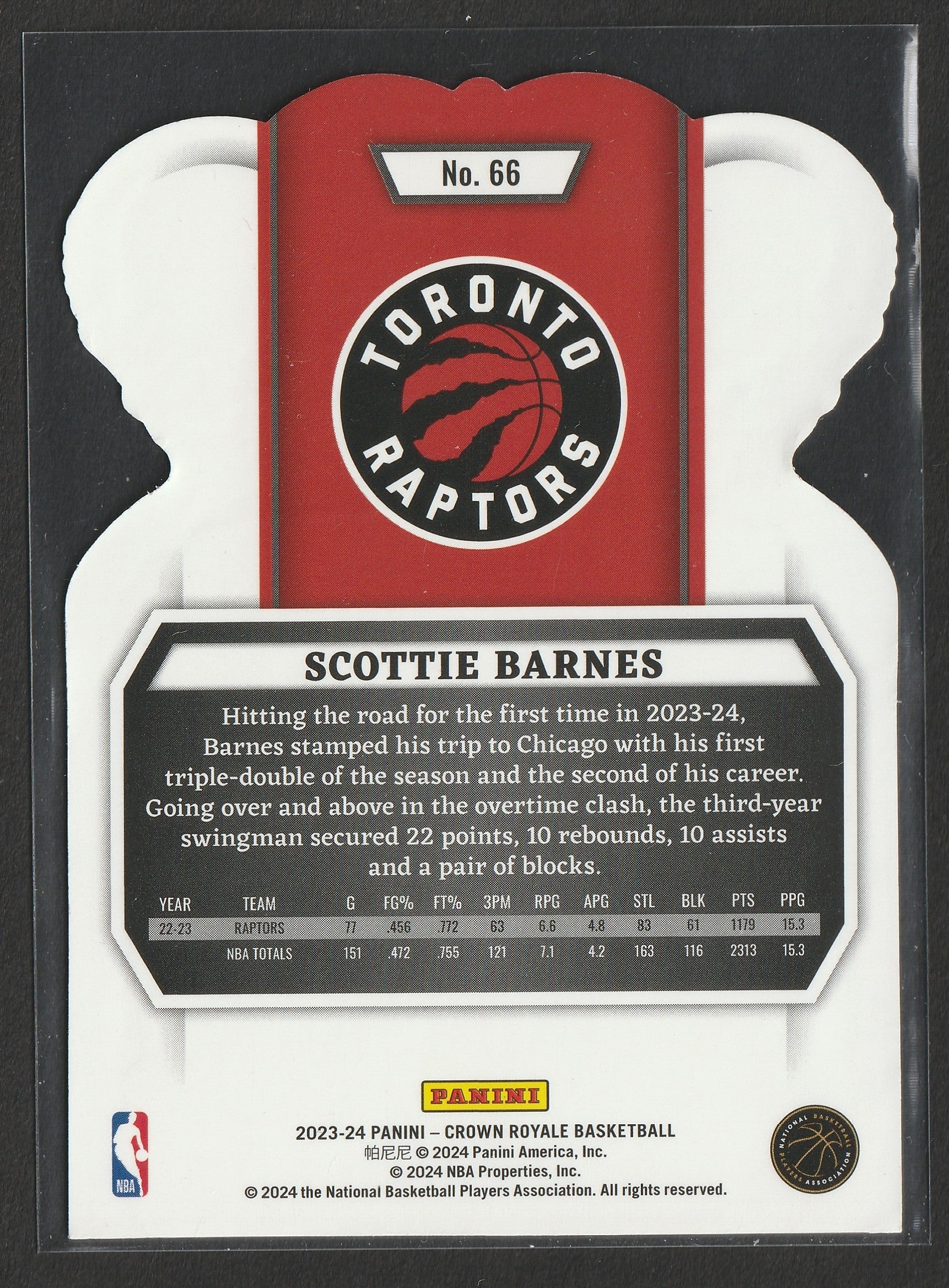 Scottie Barnes 2023-24 Panini Crown Royale Silver International 11/18 #66 Fiedler24