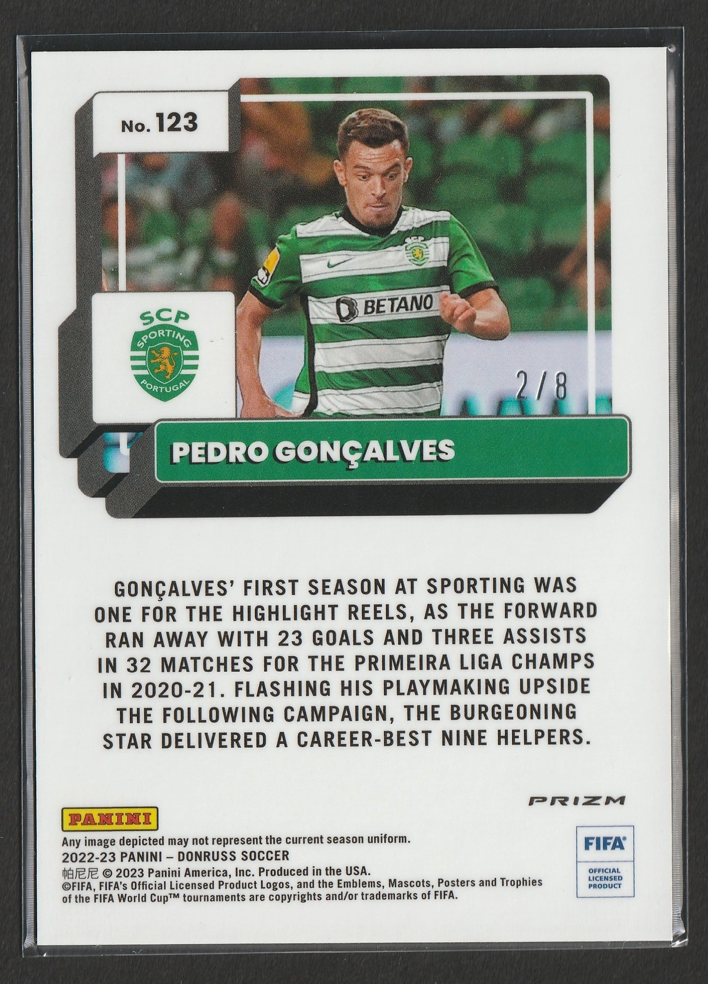 Pedro Goncalves 2022-23 Panini Donruss Optic Dragon Prizm 2/8 #123 Fiedler24