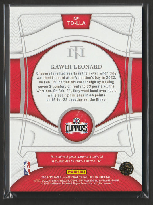 Kawhi Leonard 2022/23 National Treasures Threads 50/99 #TD-LLA Game-Worn Fiedler24