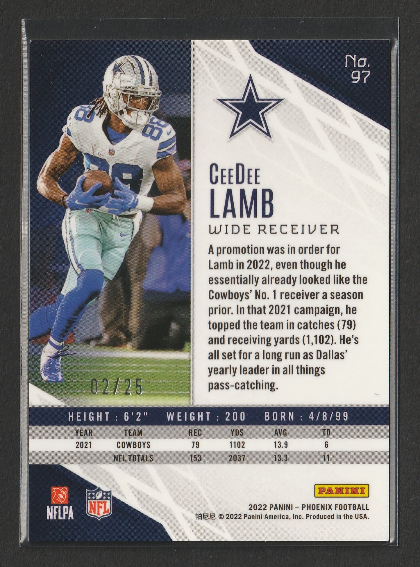CeeDee Lamb 2022 Panini Phoenix Green Lazer 02/25 #97 Fiedler24