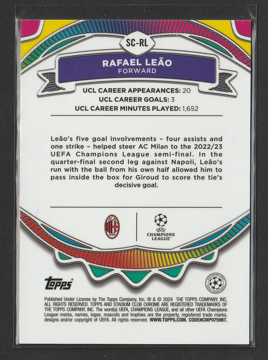 Rafael Leao 2023/24 Topps Stadium Club Chrome Say Cheese! Orange Refractor 25/25 #SC-RL Fiedler24
