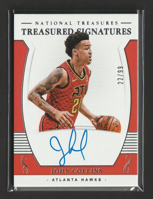 John Collins 2018/19 Panini National Treasures On Card Auto 22/99 #TS-JCL Fiedler24