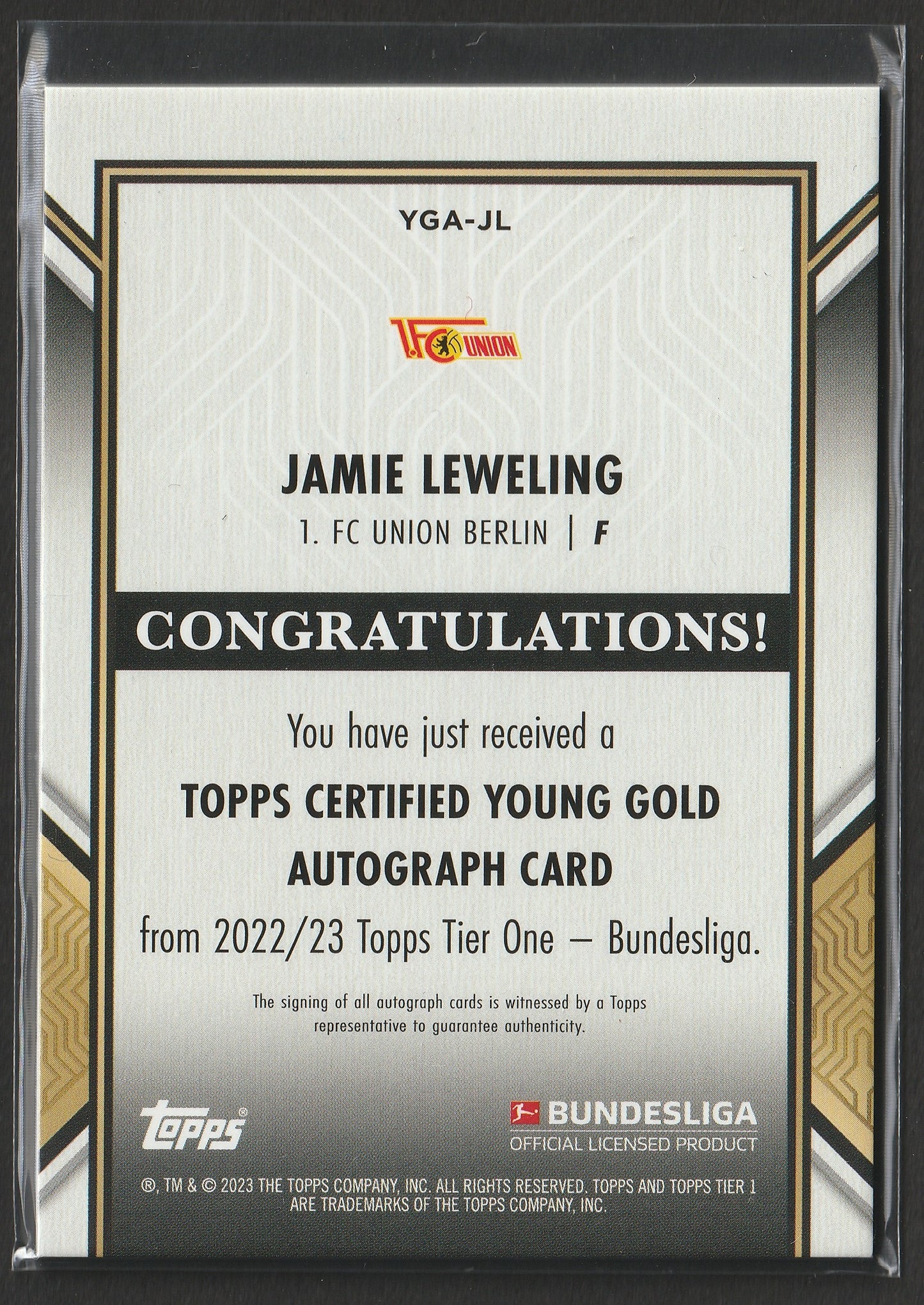Jamie Leweling 2022/23 Topps Tier One Bundesliga Young Gold 031/120 #YGA-JL Fiedler24