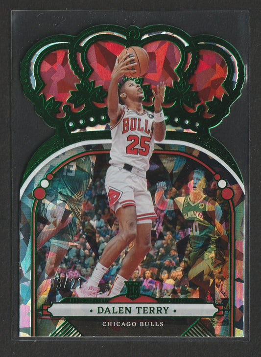 Dalen Terry 2022-23 Panini Crown Royale 1st Off the Line FOTL Green Crystal 03/21 #8 - Fiedler24
