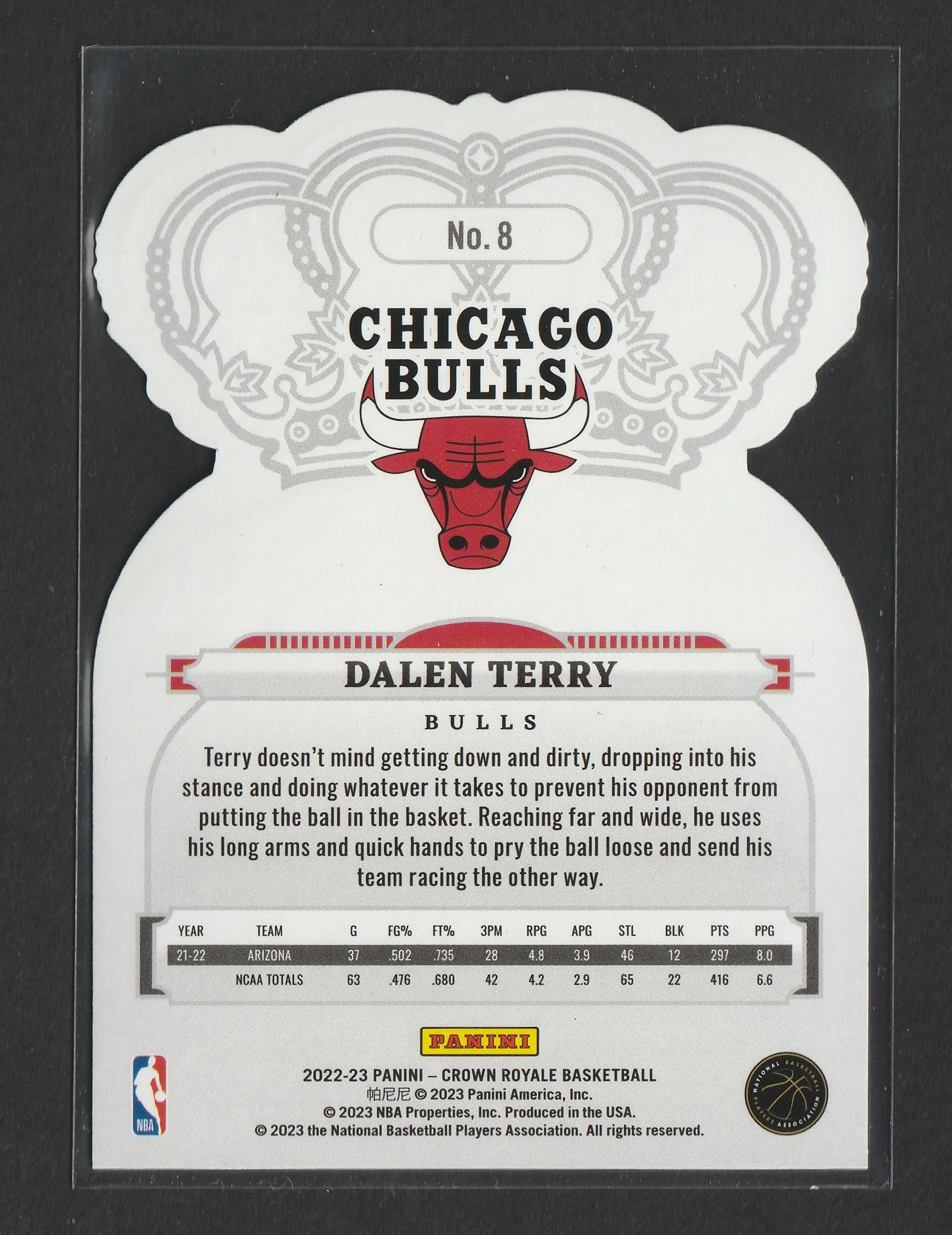 Dalen Terry 2022-23 Panini Crown Royale 1st Off the Line FOTL Green Crystal 03/21 #8 - Fiedler24