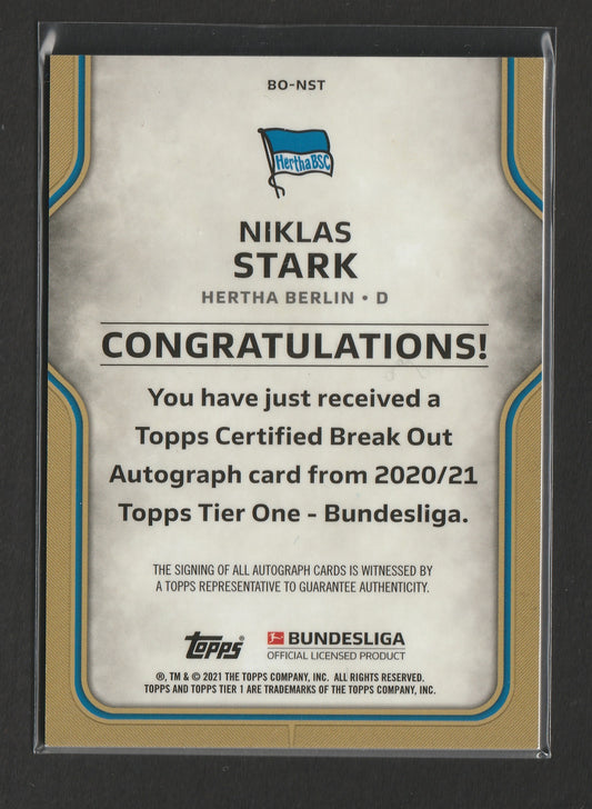 Niklas Stark 2021 Topps Tier One Bundesliga Break Out Auto 049/125 #BO-NST - Fiedler24