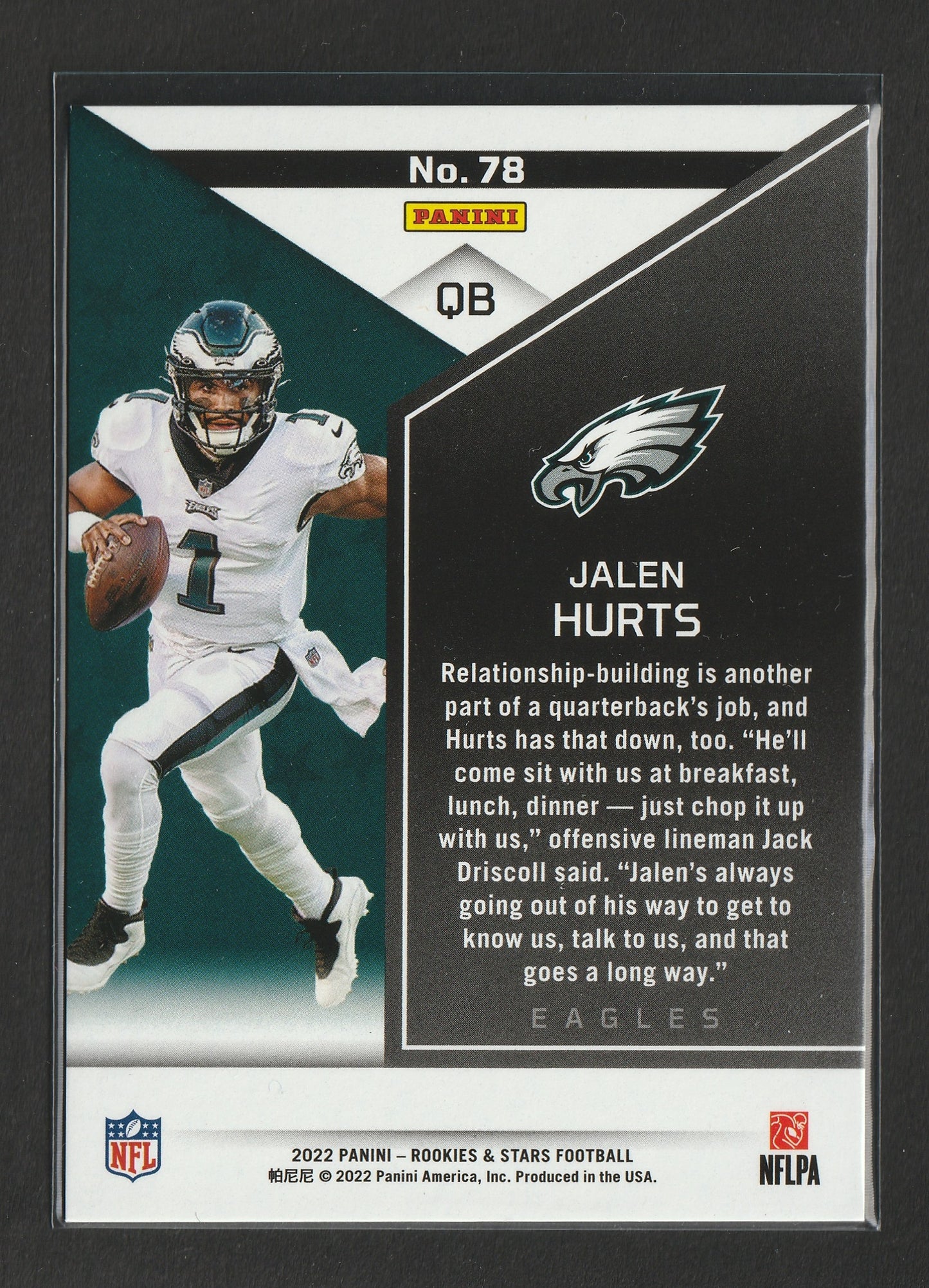 Jalen Hurts 2022 Panini Rookies & Stars Orange 011/175 #78 Double Jersey - Fiedler24