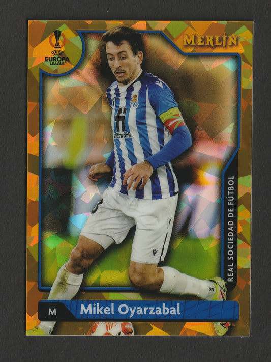 Mikel Oyarzabal 2021/22 Topps Merlin Collection Chrome UCL Gold Atomic Refractor 01/50 #37