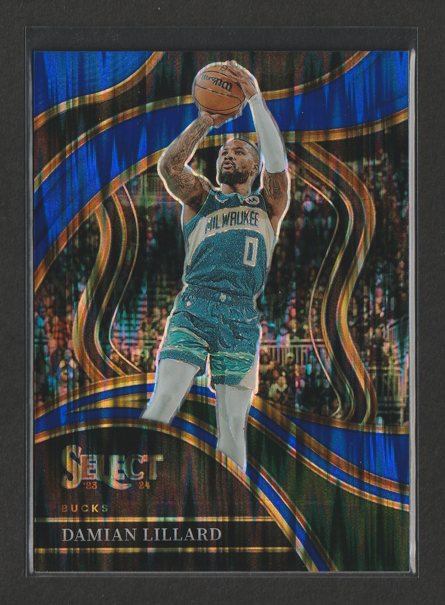 Damian Lillard 2023-24 Panini Select Blue Flash Prizm 84/99 #263 - Fiedler24
