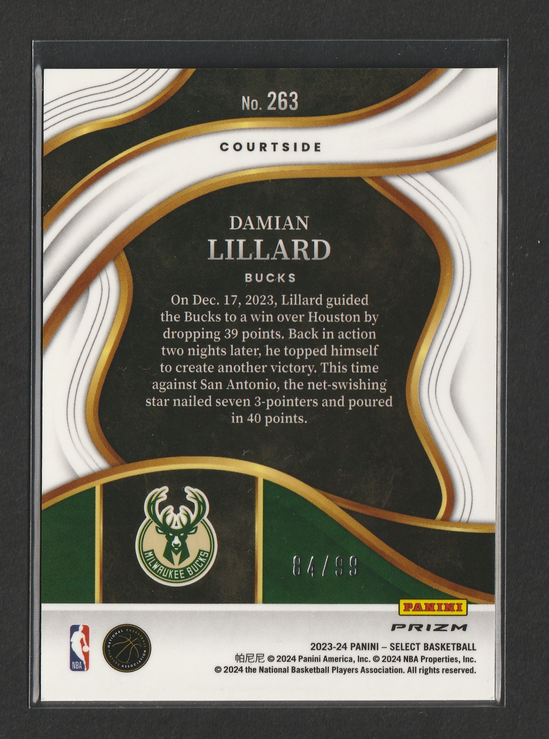 Damian Lillard 2023-24 Panini Select Blue Flash Prizm 84/99 #263 - Fiedler24