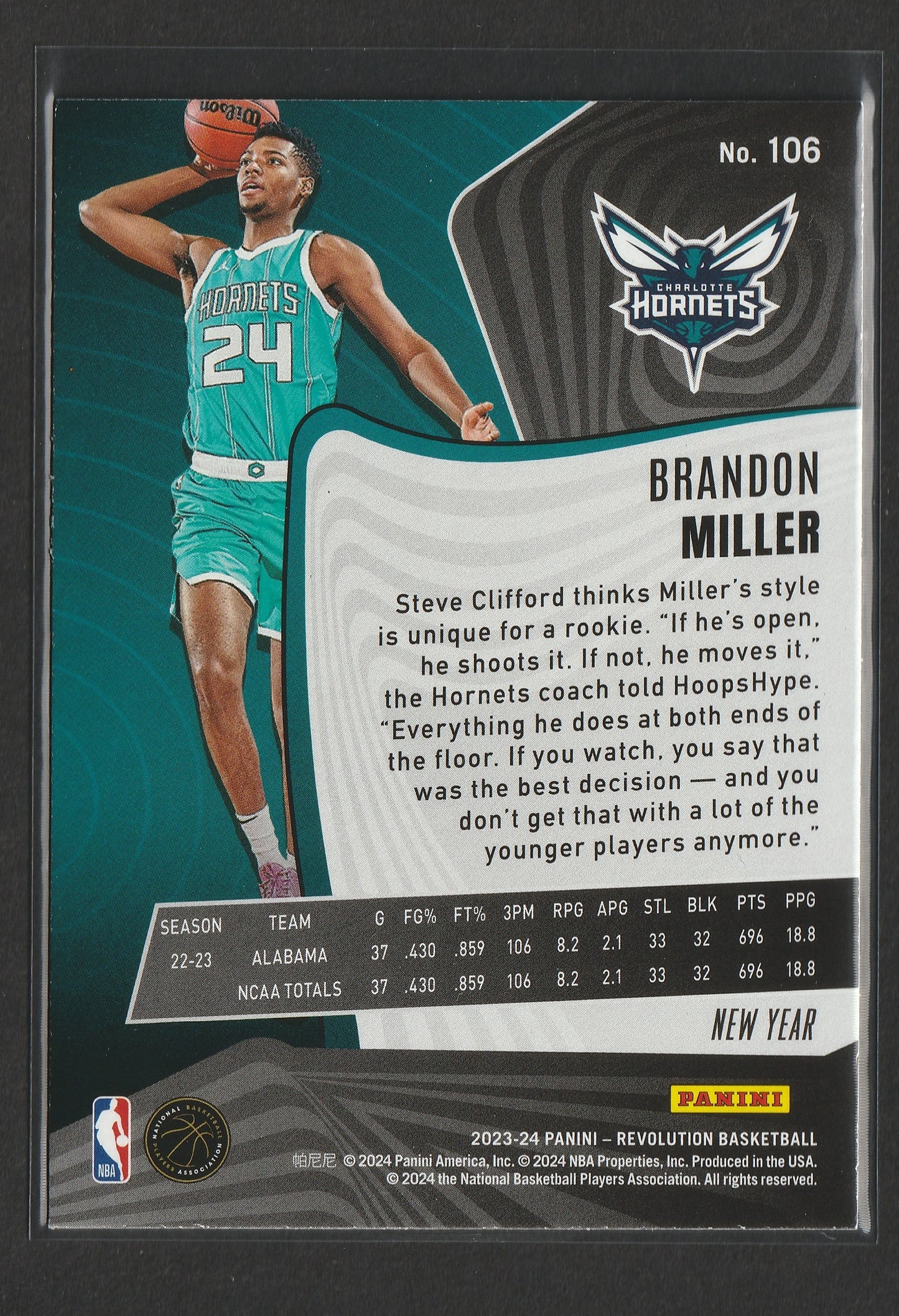 Brandon Miller 2023-24 Panini Revolution Chinese New Year RC #106