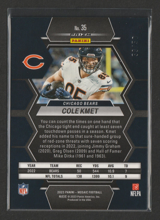Cole Kmet 2023 Panini Mosaic No Huddle Purple Mosaic Prizm 39/50 #35 - Fiedler24