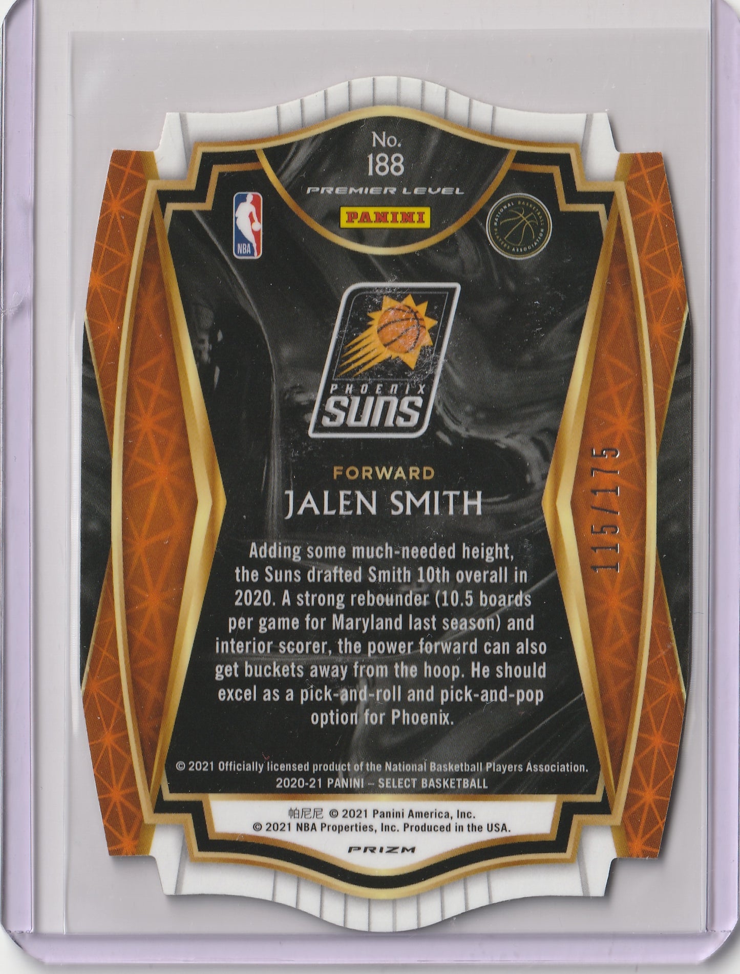 Panini Select 2020-21 - Maroon Prizm Die-Cut - RC Jalen Smith 115/175, #188