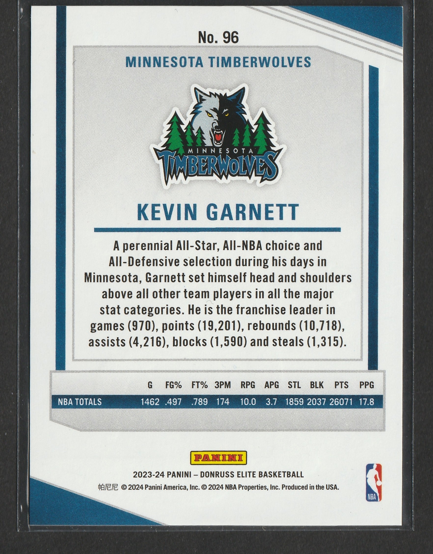 Kevin Garnett 2023-24 Panini Donruss Elite Purple 14/49 #96 - Fiedler24