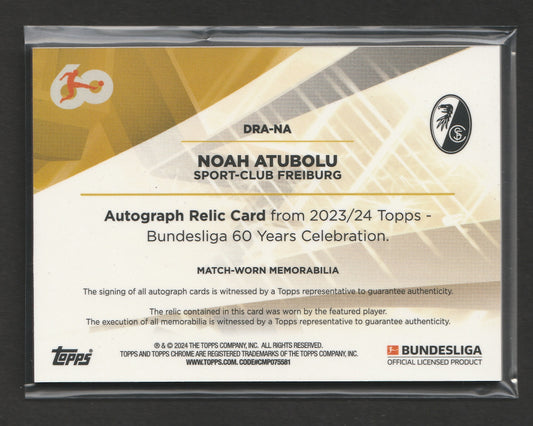 Noah Atubolu 2024 Topps 60 Jahre Bundesliga RPA Auto 047/100 #DRA-NA Player-Worn