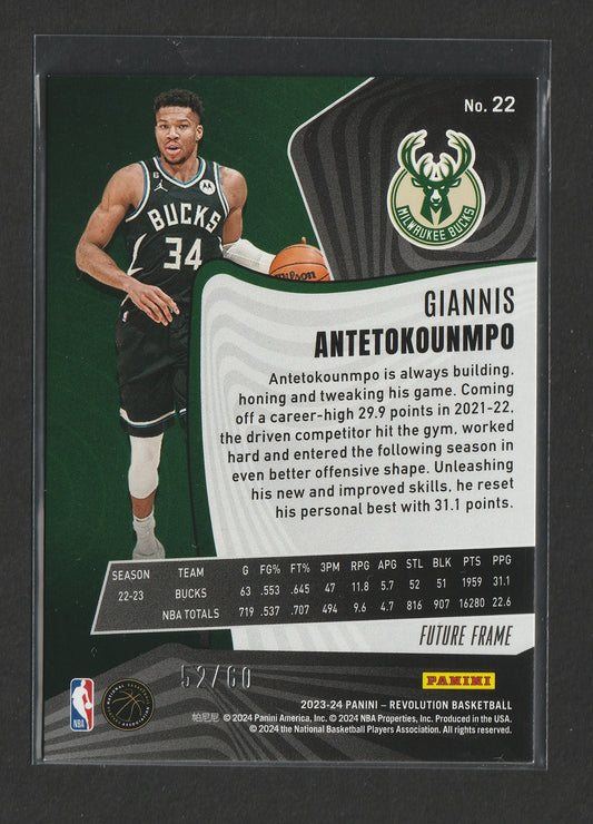 Giannis Antetokounmpo 2023/24 Panini Revolution Future Frame 52/60 #22