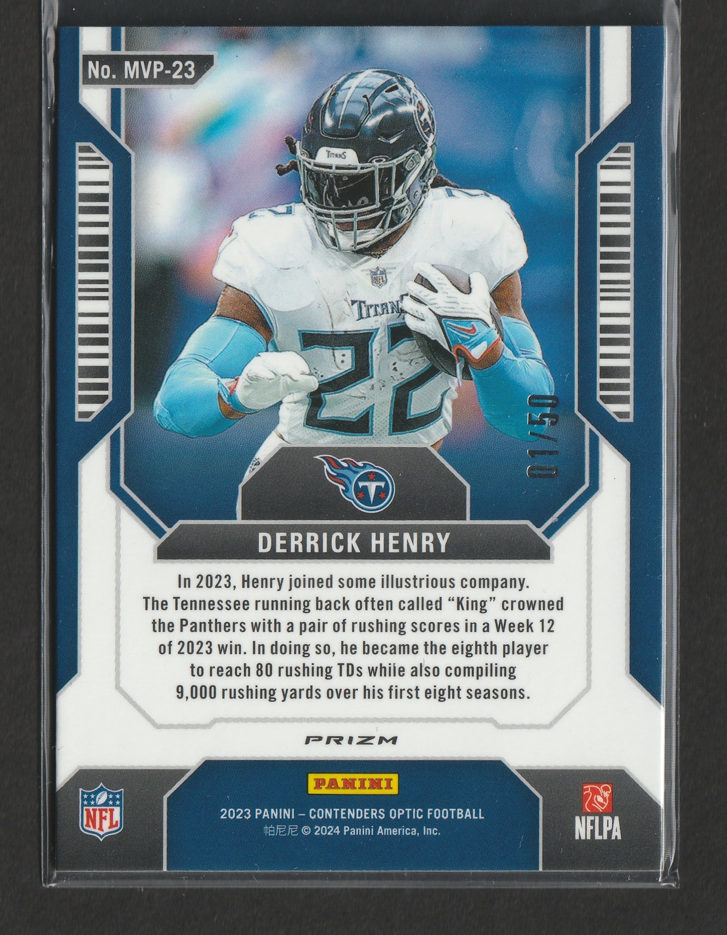Derrick Henry 2023 Panini Contenders Optic MVP Contenders Orange Prizm 01/50 #MVP-23 - Fiedler24