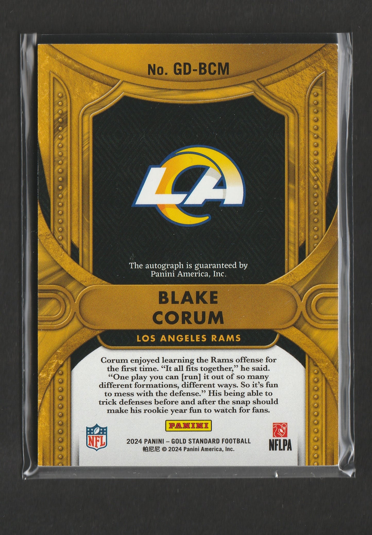 Blake Corum 2024 Gold Standard Golden Debuts Auto RC 04/99 #GD-BCM
