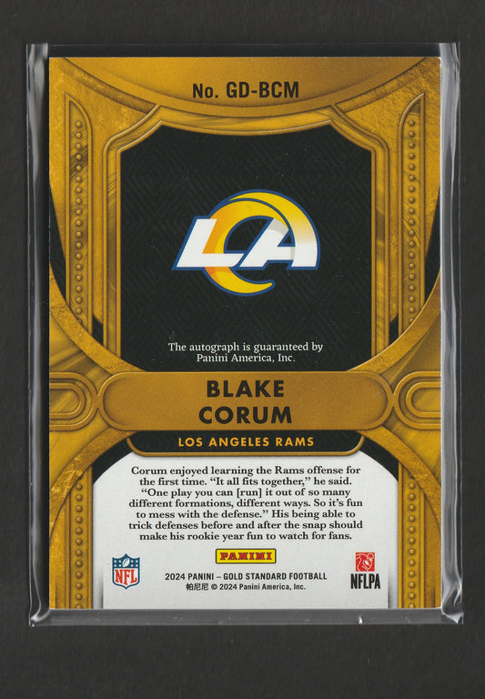 Blake Corum 2024 Gold Standard Golden Debuts Auto RC 04/99 #GD-BCM