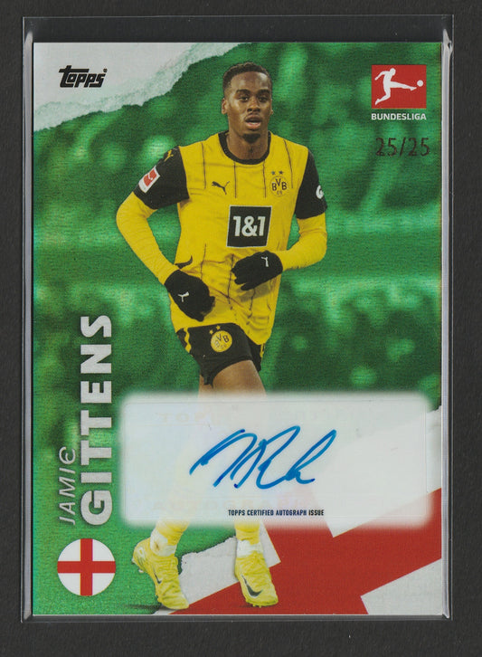Jamie Gittens 2025 Topps Bundesliga International Stars Teal Auto 25/25