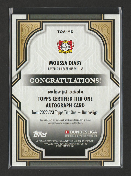 Moussa Diaby 2022-23 Topps Tier One Bundesliga Auto 040/100 #TOA-MD