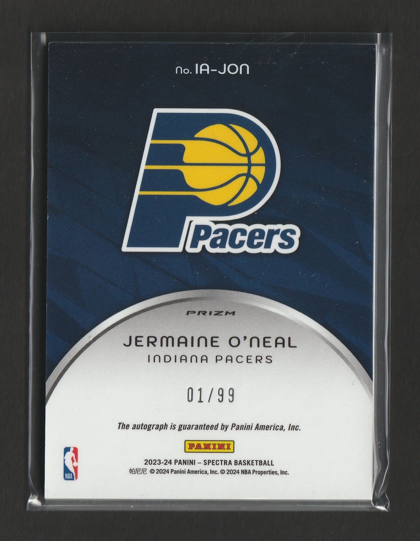 Jermaine O'Neal 2023-24 Panini Spectra Icons Auto 01/99 # IA-JON