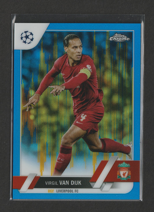 Virgil van Dijk 2022-23 Topps Chrome UEFA Club Competitions Blue & Gold Seismic Refractor 04/75 #130 Jersey Number ! - Fiedler24