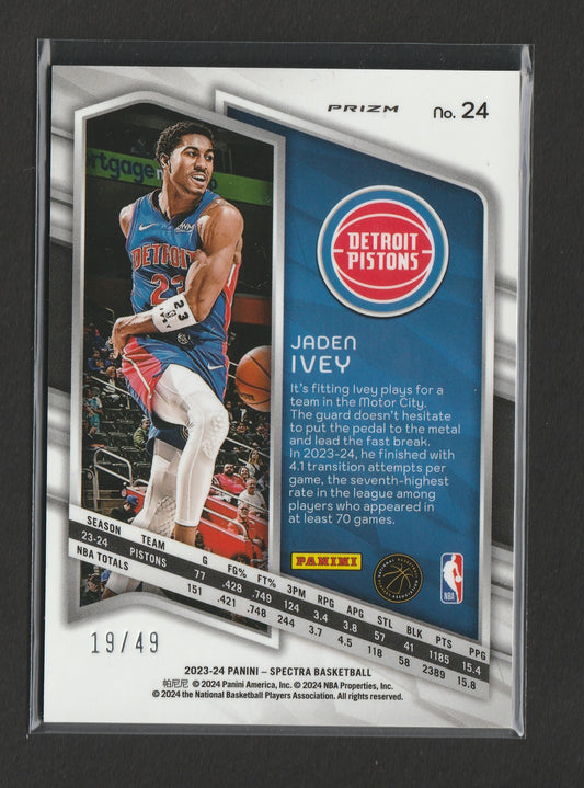 Jaden Ivey 2023-24 Panini Spectra International Red & Yellow Prizm 19/49 #24