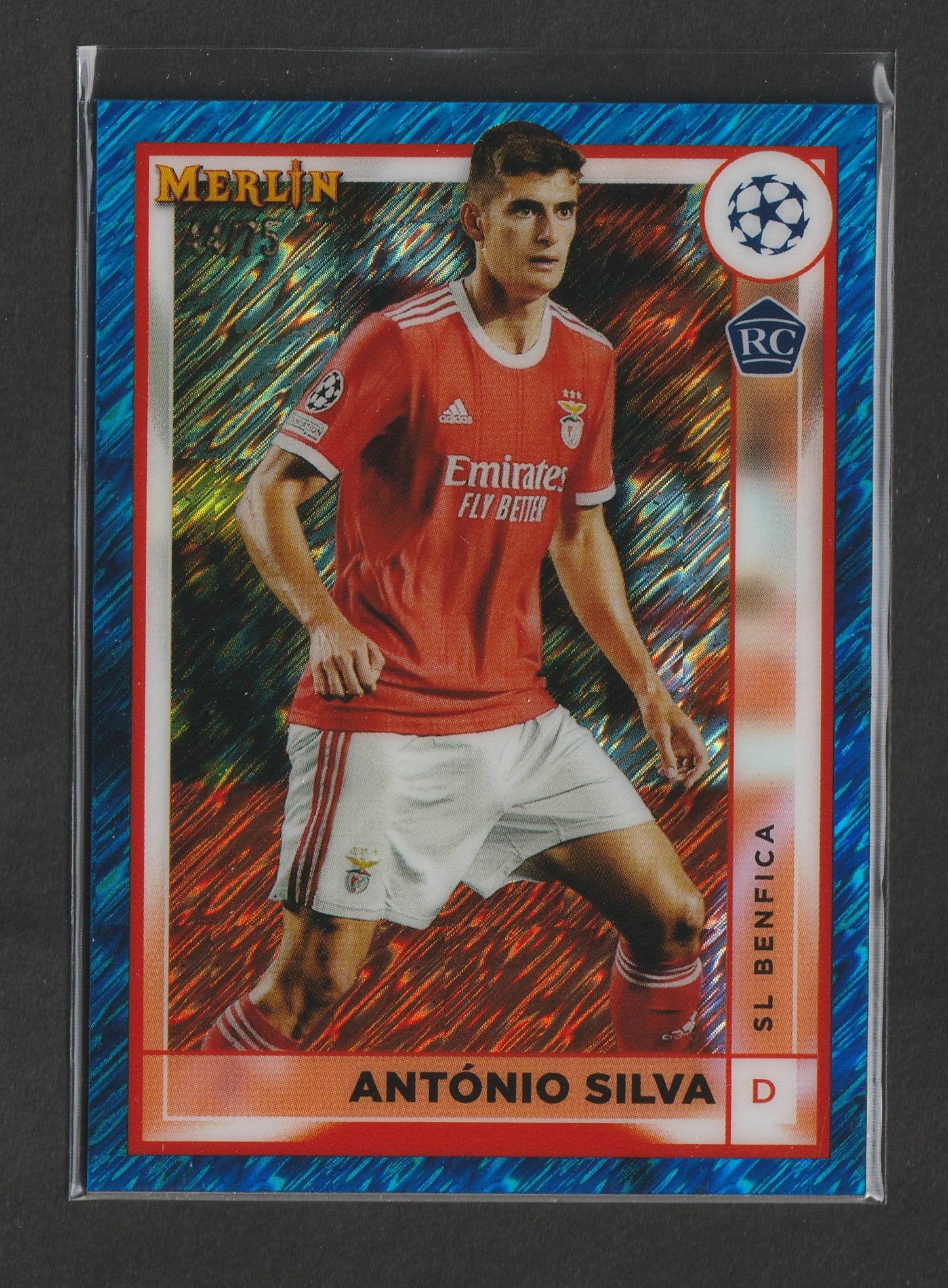 António Silva 2022-23 Topps Merlin UEFA Club Competitions Blue Shimmer Refractor 44/75 RC #145