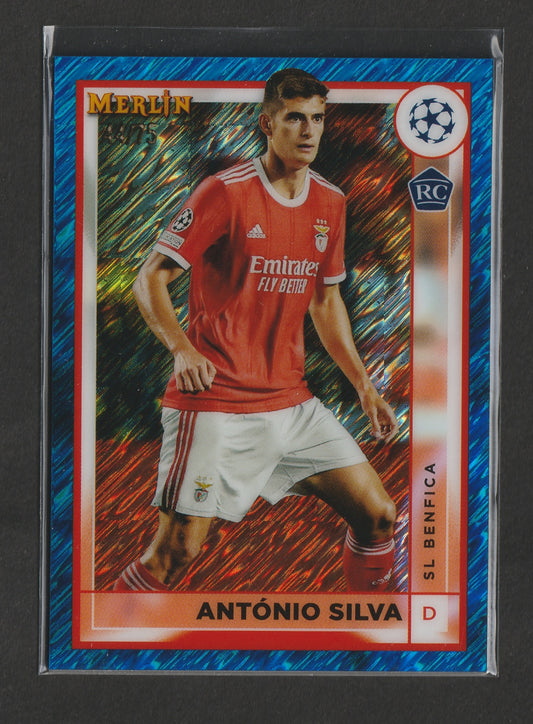 António Silva 2022-23 Topps Merlin UEFA Club Competitions Blue Shimmer Refractor 44/75 RC #145