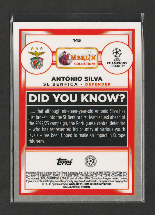 António Silva 2022-23 Topps Merlin UEFA Club Competitions Blue Shimmer Refractor 44/75 RC #145