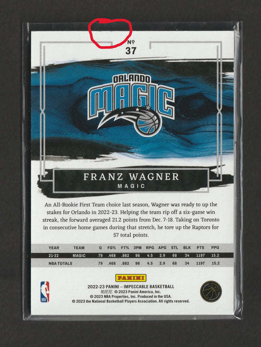 Franz Wagner 2022-23 Panini Impeccable Base (Bronze) 70/99 #37