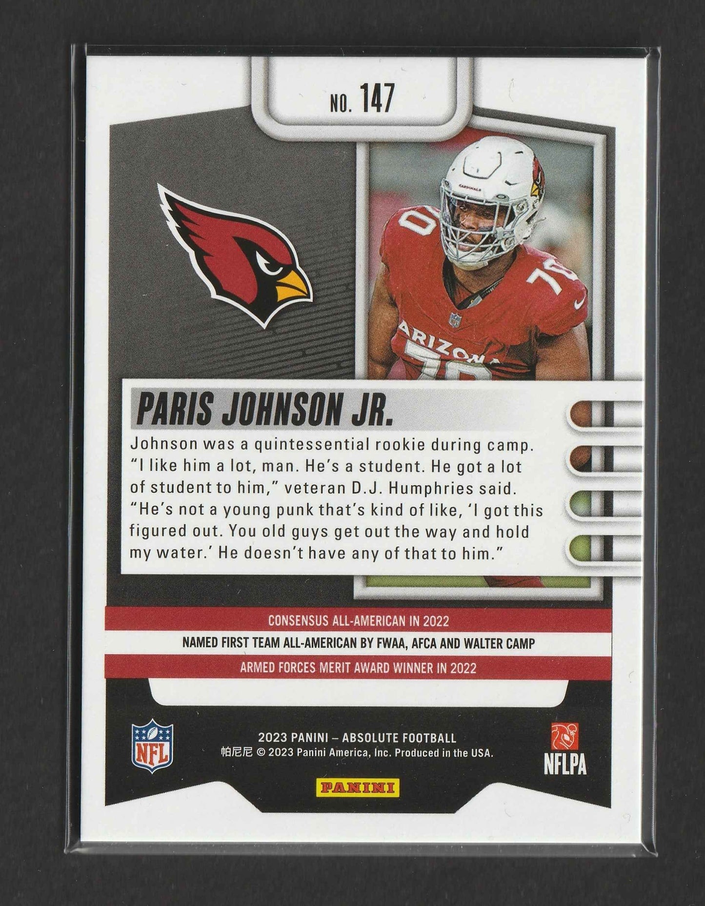 Paris Johnson Jr. 2023 Panini Absolute Orange Spectrum RC 12/75 #147