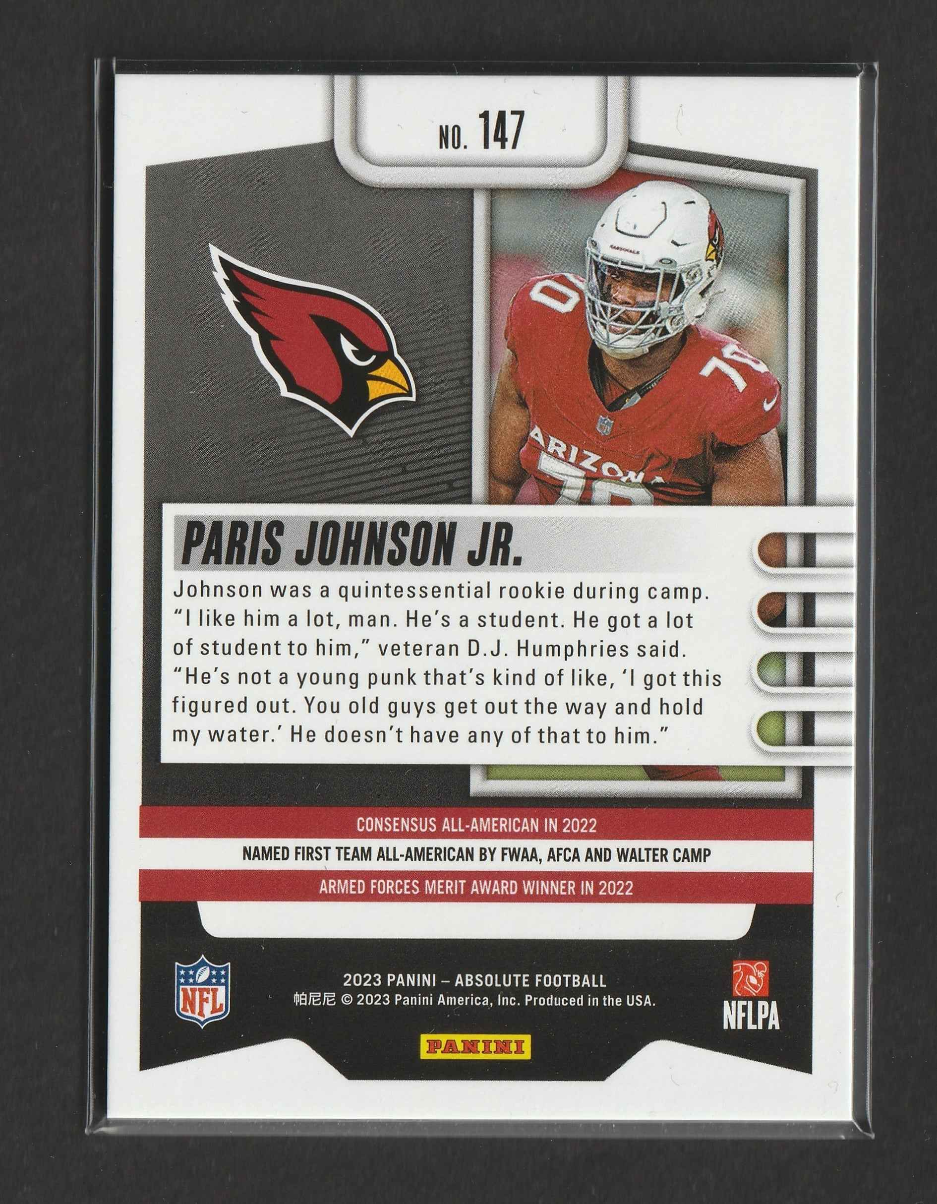 Paris Johnson Jr. 2023 Panini Absolute Orange Spectrum RC 12/75 #147