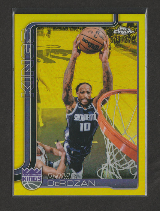 DeMar DeRozan 2025-26 Topps Chrome Update Series Yellow RayWave Refractor 001/275 #62