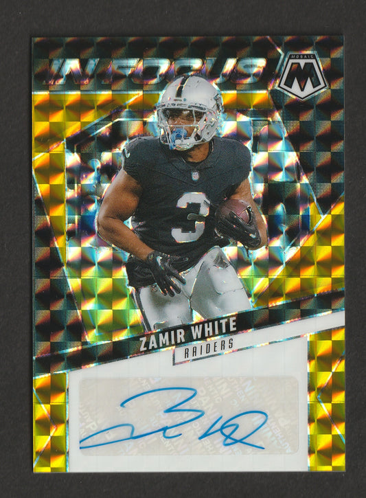 Zamir White 2025 Panini Mosaic In Focus Signatures Gold Prizm 01/10 #IFS-ZWE
