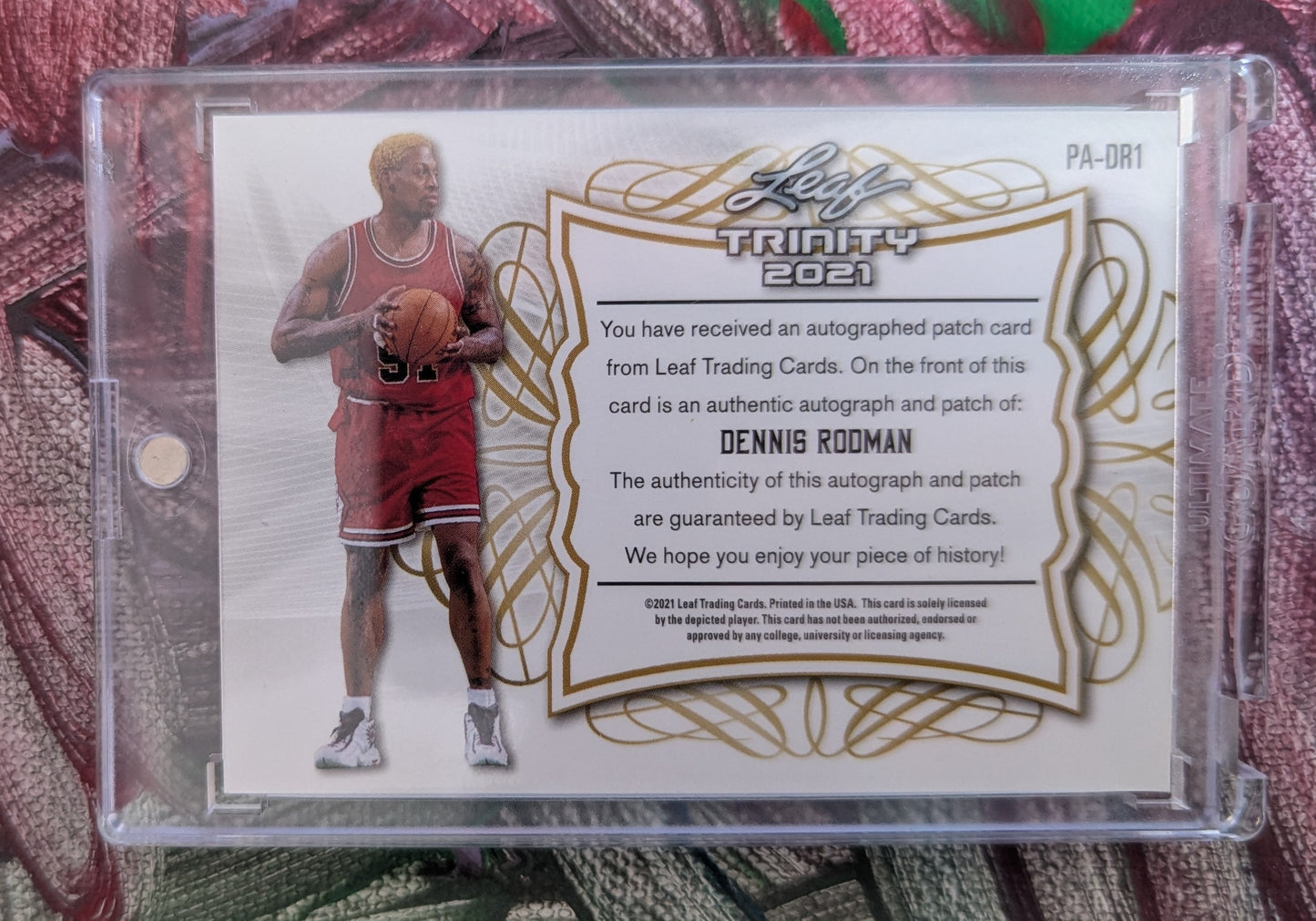 2021 Leaf Trinity - Dennis Rodman, #PA-DR1 - Player-Worn Patch & Autogramm