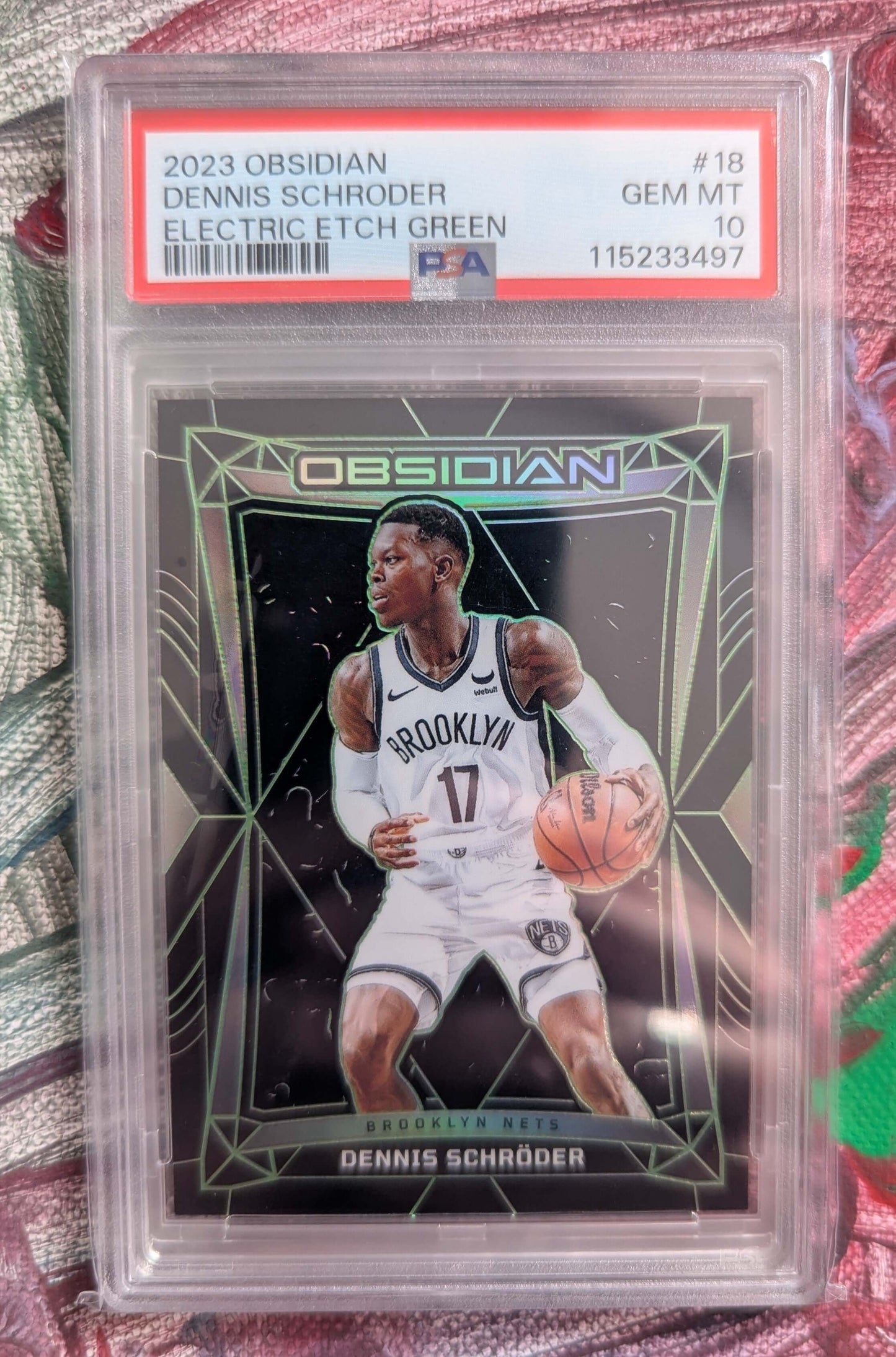 Dennis Schröder 2023/24 Panini Obsidian Electric Etch Green 03/25 PSA 10 #18 Fiedler24