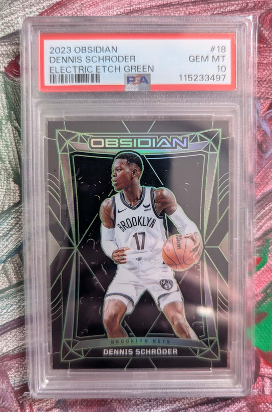 Dennis Schröder 2023/24 Panini Obsidian Electric Etch Green 03/25 PSA 10 #18 Fiedler24