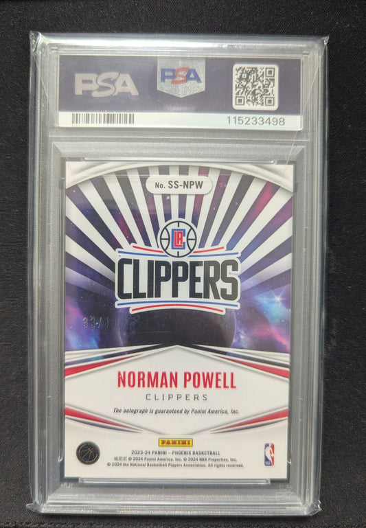 Norman Powell 2023-24 Phoenix Stellar Signatures Orange Auto 33/49 PSA 10 #SS-NPW
