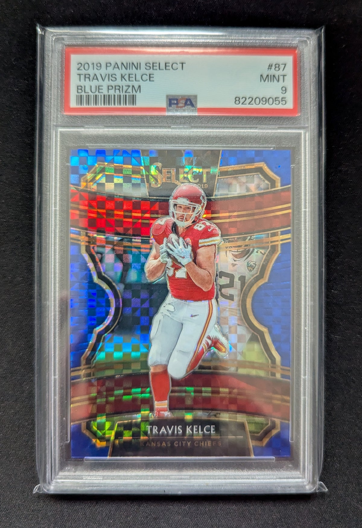 Travis Kelce 2019 Panini Select Blue Prizm 027/175 PSA 9 #87