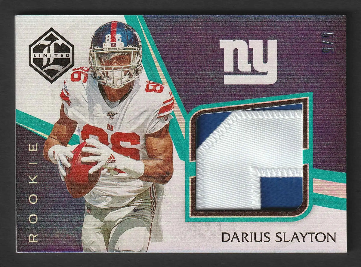 Darius slayton 2019 panini limited football rookie patch karte mit spielgetragenem jersey stoff in new york giants uniform
