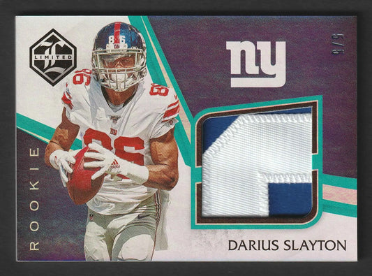Darius slayton 2019 panini limited football rookie patch karte mit spielgetragenem jersey stoff in new york giants uniform