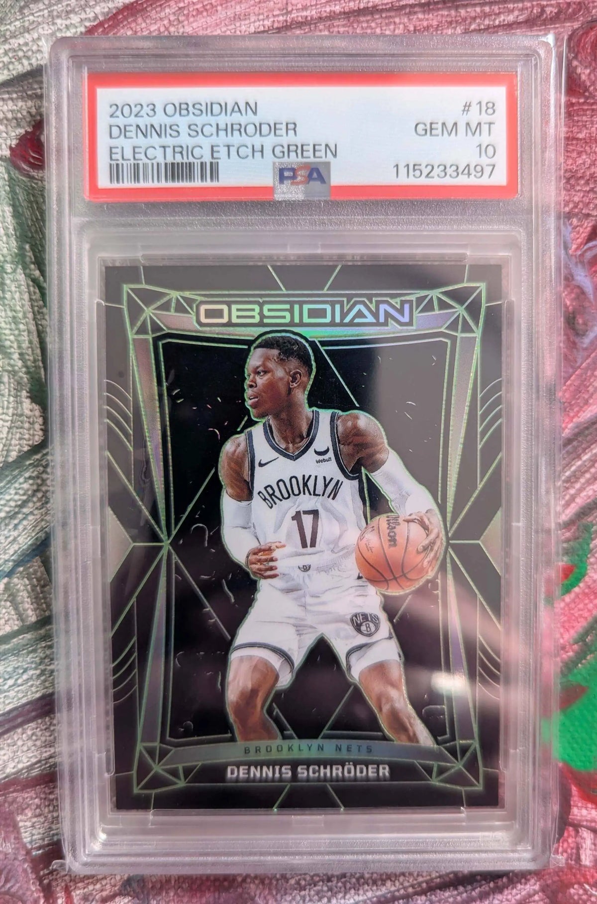 2023 dennis schröder panini obsidian electric etch green basketball trading card nummer 18 von 25 psa 10 gem mint