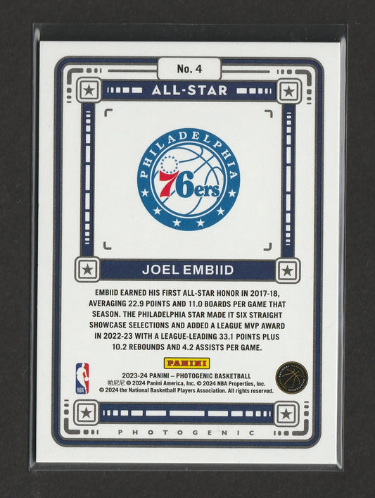 Philadelphia 76ers joel embiid all-star trading card panini revolution lava mit weißem navy blauem design und teamlogo